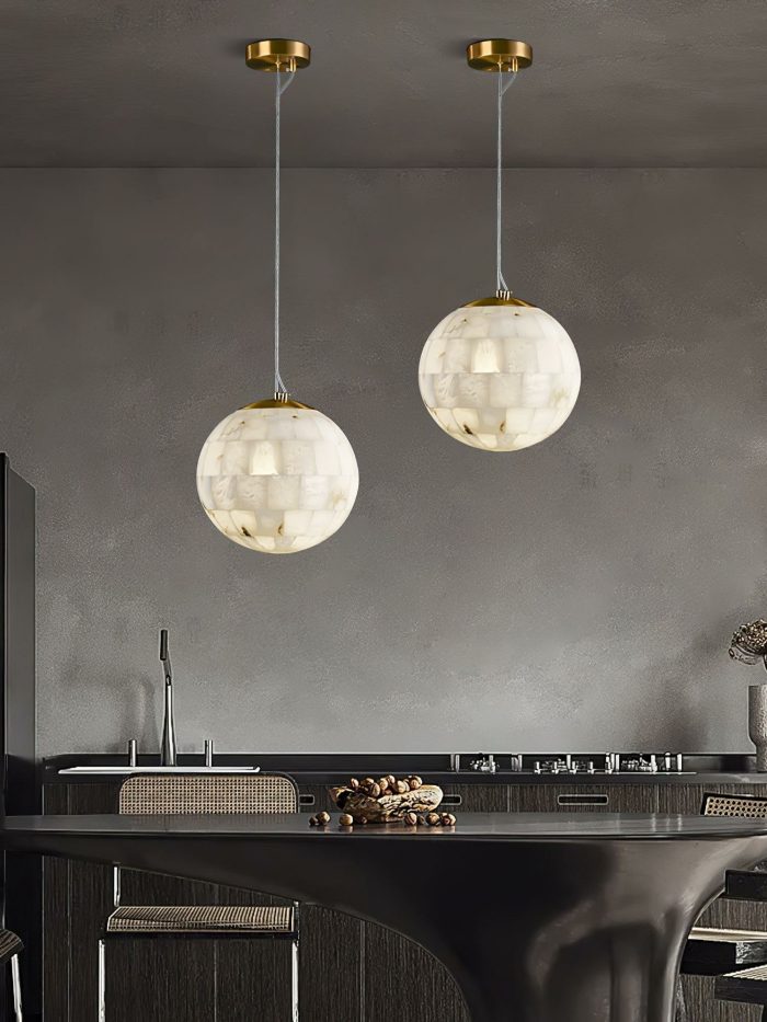 Alabaster Ball Pendant Light 11" - Image 11