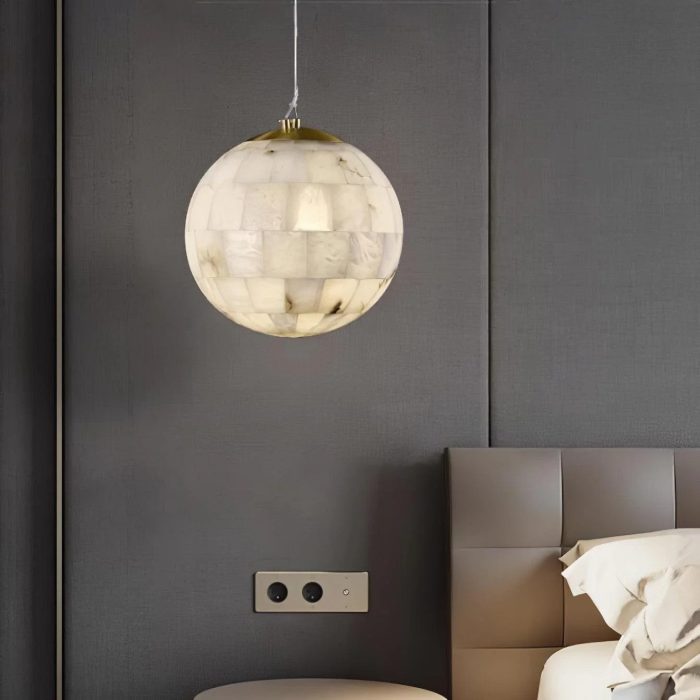 Alabaster Ball Pendant Light 11" - Image 4