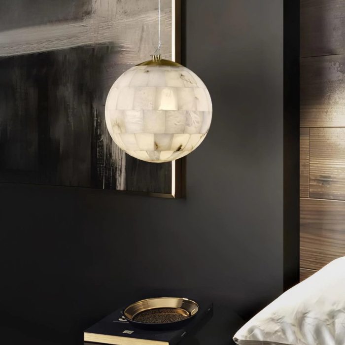 Alabaster Ball Pendant Light 11" - Image 6