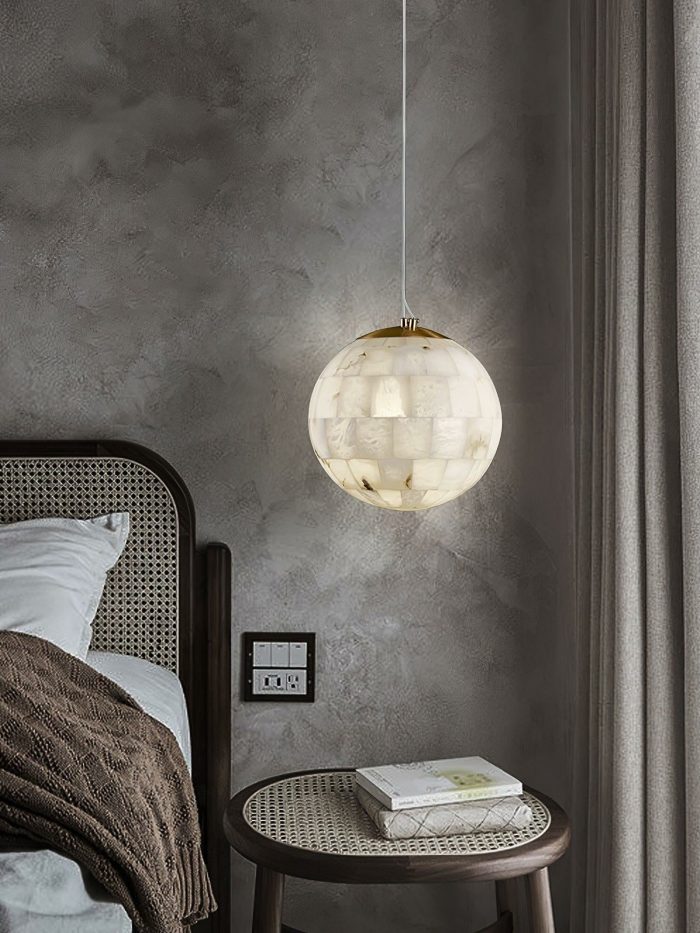 Alabaster Ball Pendant Light 11" - Image 10