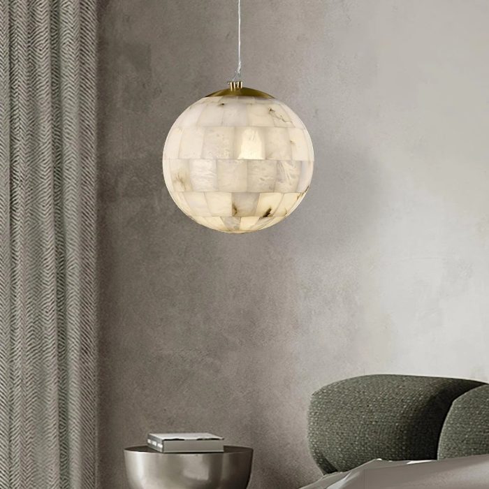 Alabaster Ball Pendant Light 11" - Image 5