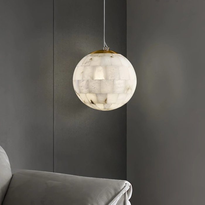 Alabaster Ball Pendant Light 11" - Image 7