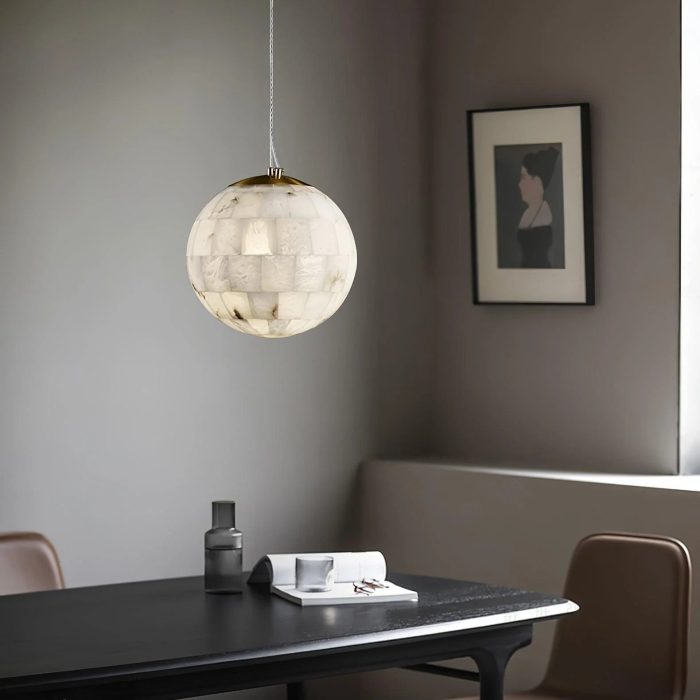 Alabaster Ball Pendant Light 11" - Image 8